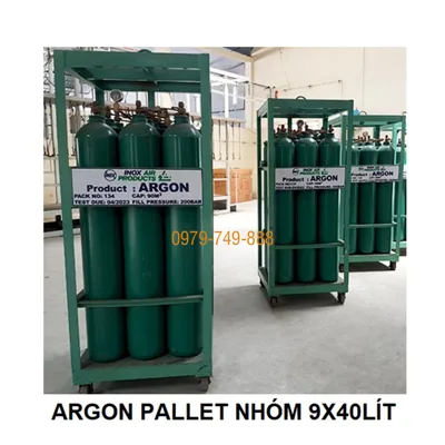 Khí Argon công nghiệp 4.5 (purity ≥99,995%) pallet nhóm 9x40lít 150bar