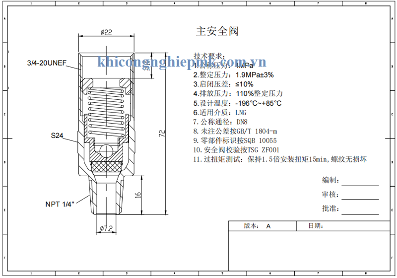 Van an toàn đường ống DN8 - PN40