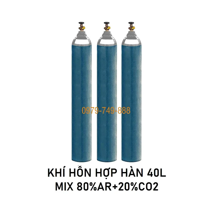 Khí hỗn hợp hàn MIX 20%CO2+80%Ar chai 40L